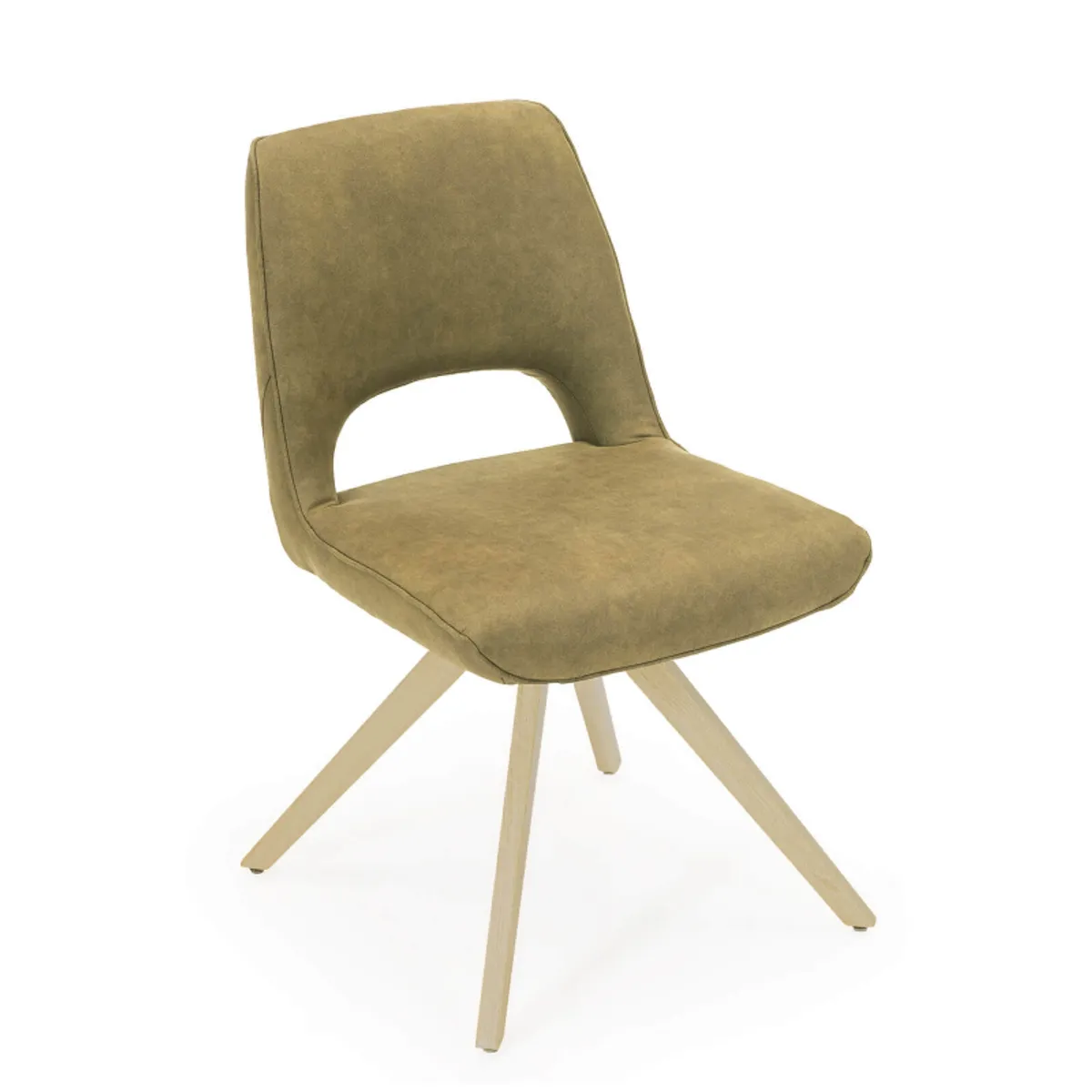 Hortense - Chaise cocooning en tissu avec pieds en bois massif — vue 3