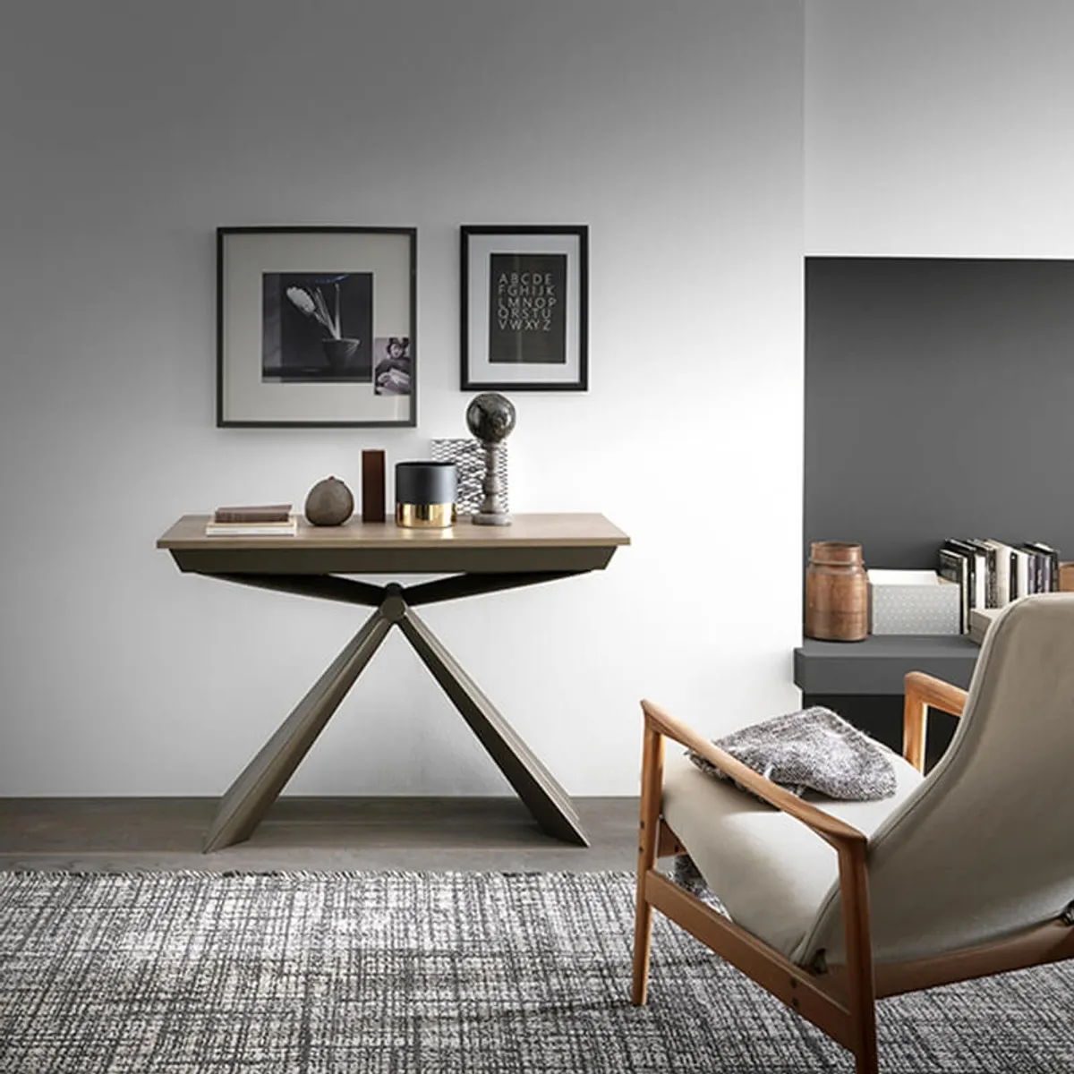 Genesi - Console extensible design pieds en métal fabriquée en Italie — vue 3