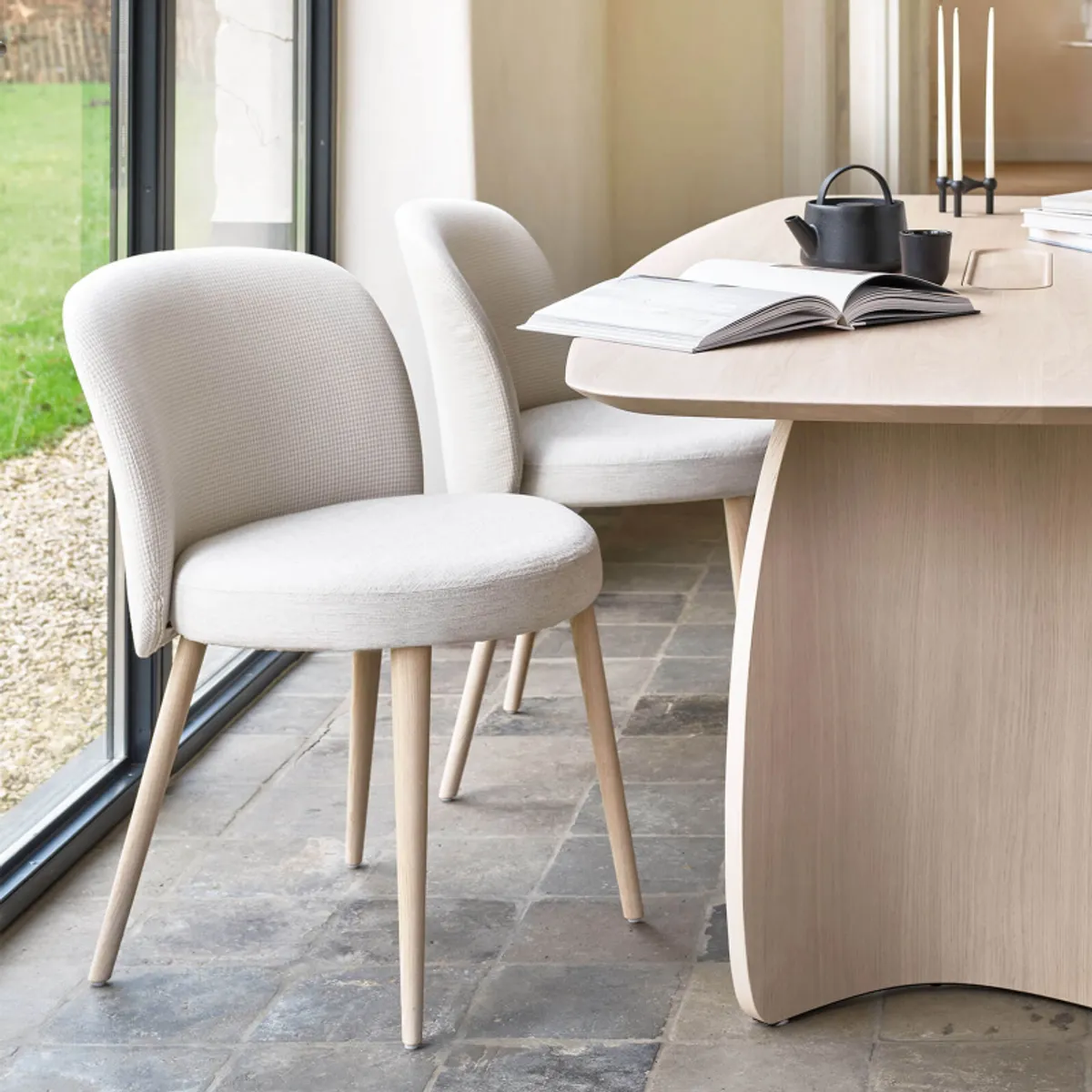 Neo Mobitec ® - Chaise cosy confortable en tissu et pieds bois