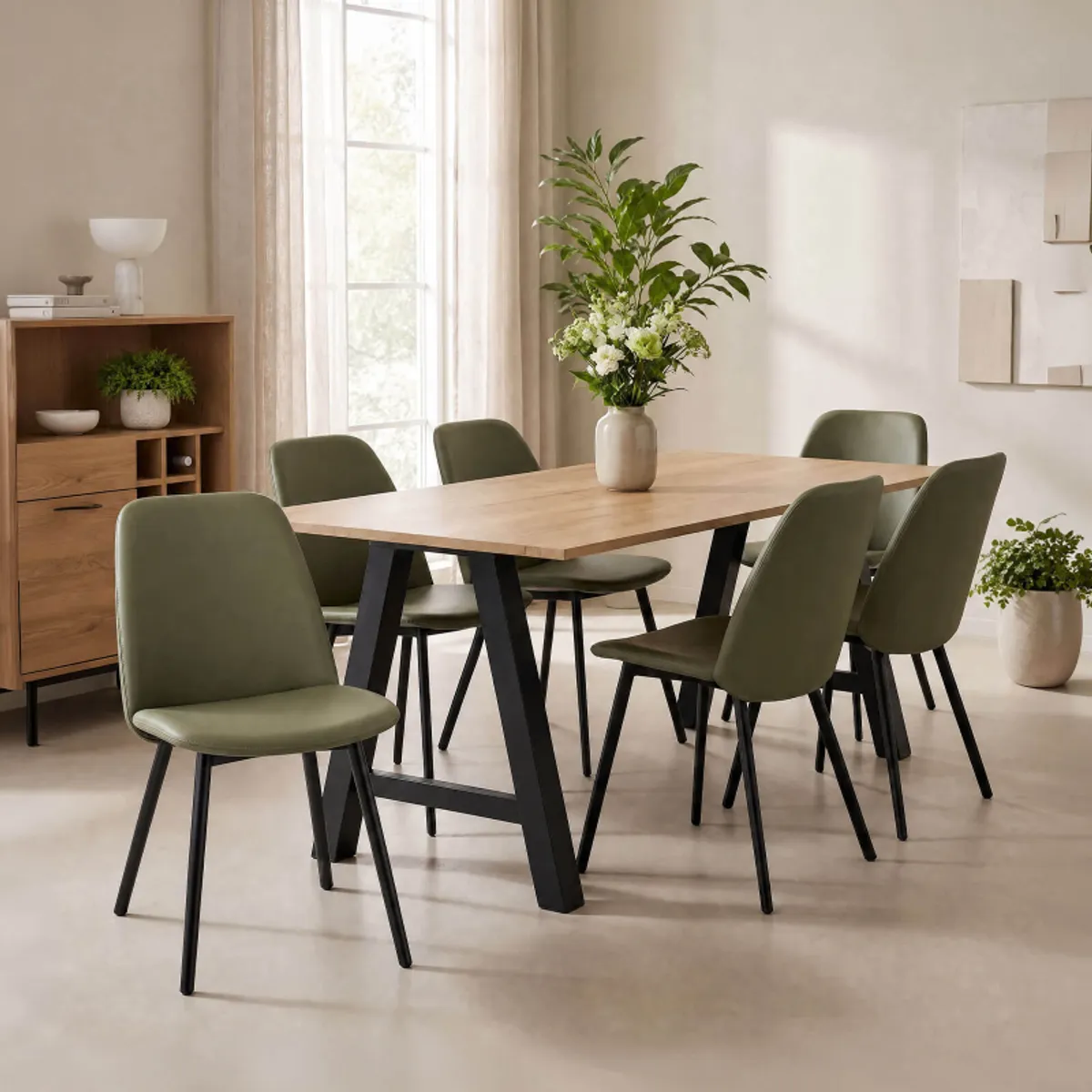 Olivia - Chaise tendance rembourrée en simili avec pieds en métal — vue 4