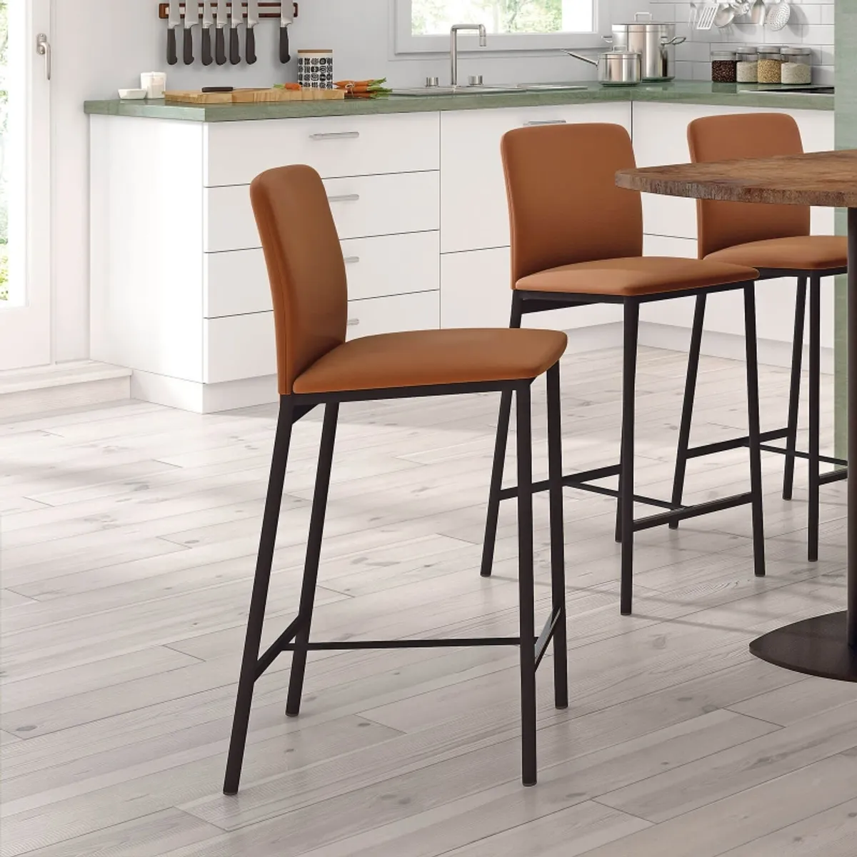 Loft - Tabouret snack contemporain en simili et métal