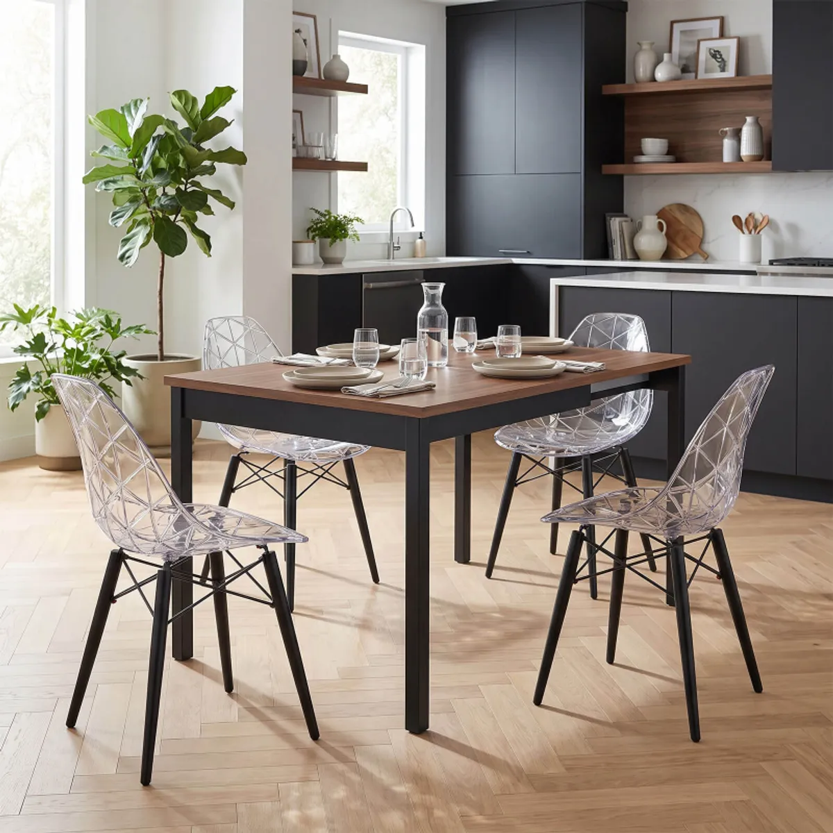 Prisma - Chaise scandinave transparente avec pieds en bois — vue 4