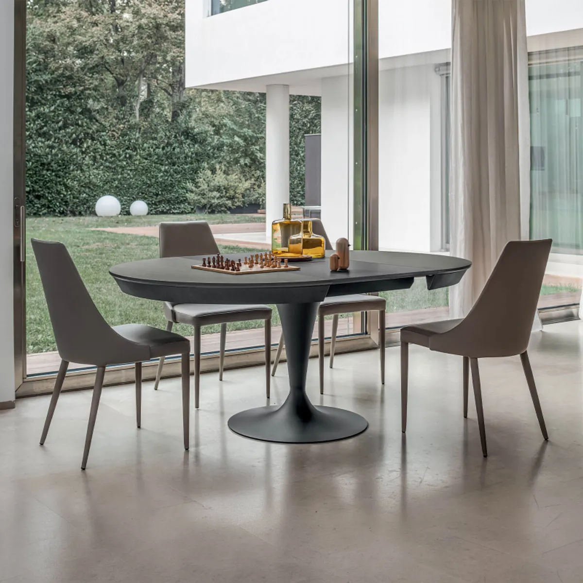 Sun - Table ronde en céramique extensible pied tulipe