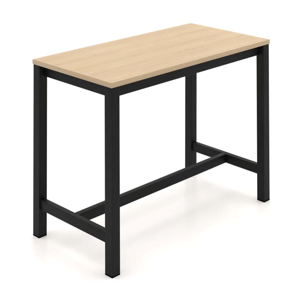 Valériane - Table snack de cuisine en stratifié chêne naturel avec pieds en métal noir — vue 3