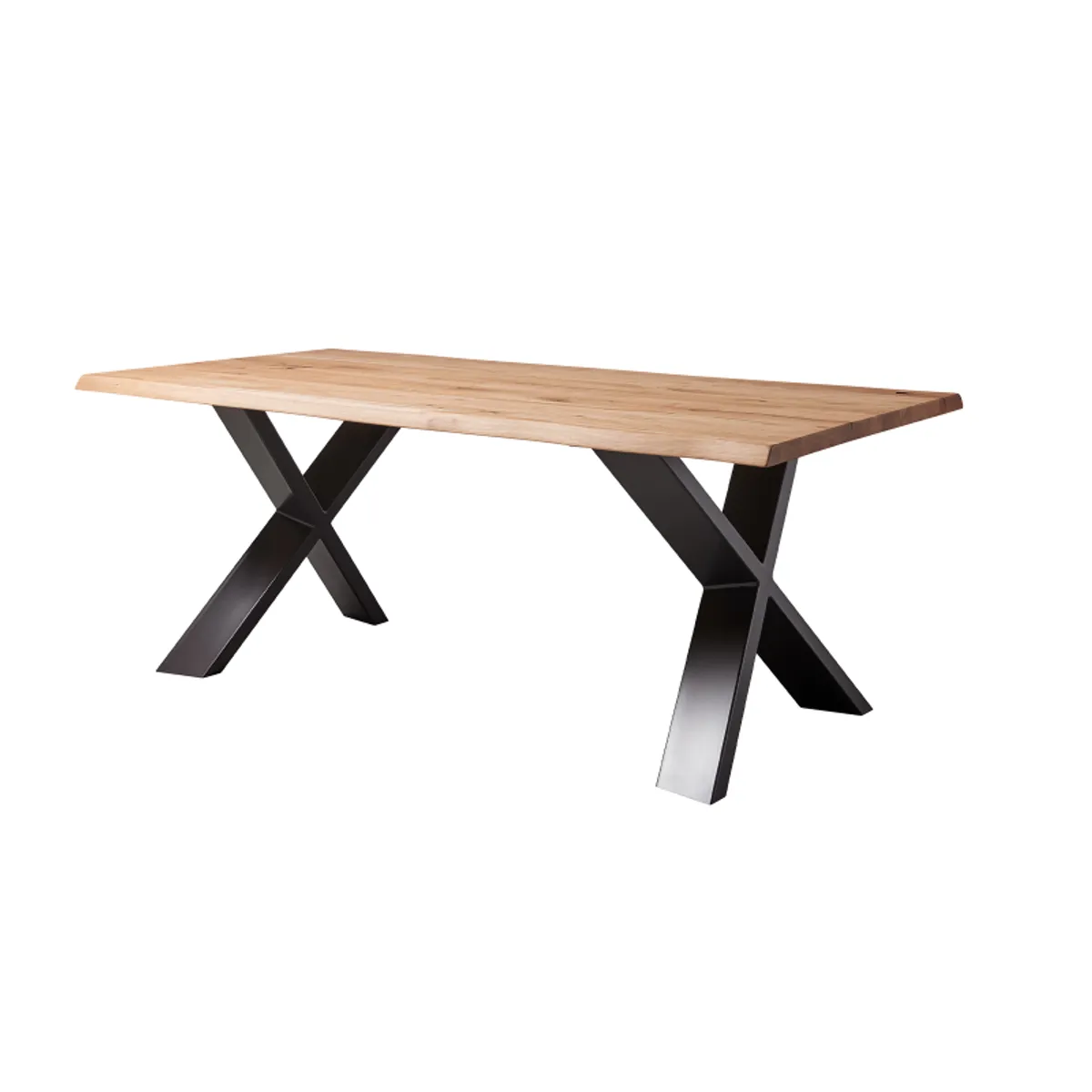 Carte - Table rectangulaire en chêne massif et piétement métallique en croix — vue 5