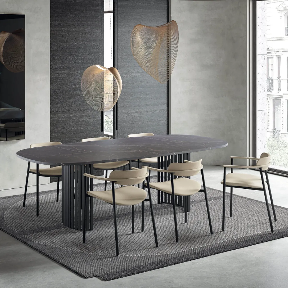 Cassis - Fauteuil moderne en tissu avec accoudoirs et pieds en métal — vue 3