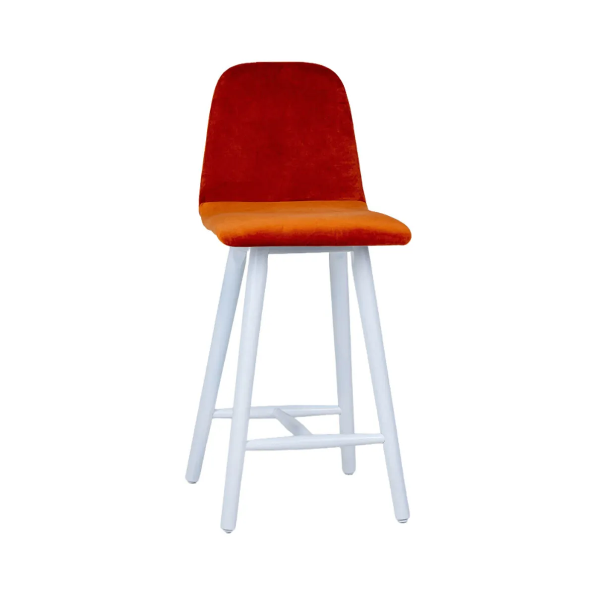 Pandora diamant - Tabouret snack dos matelassé en tissu et pieds en bois — vue 3