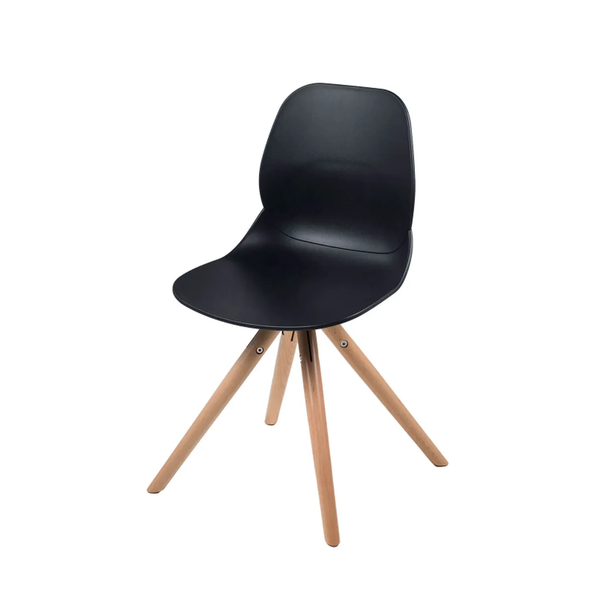 Victoire - Chaise design en polypropylène noir avec pieds en bois — vue 5