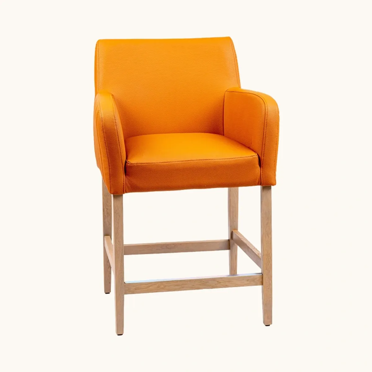 Moritz line - Tabouret snack avec accoudoirs et dos matelassé pieds en bois