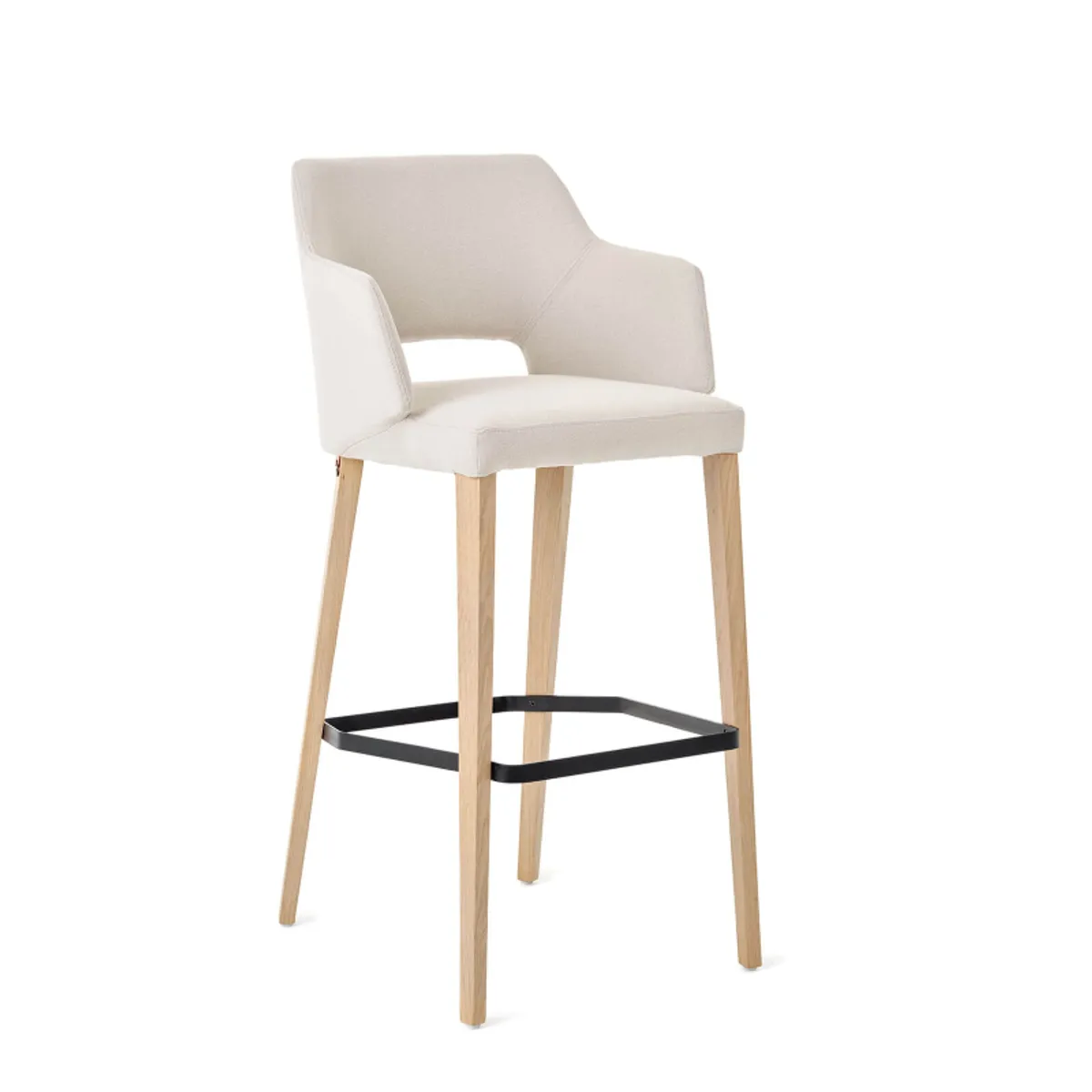 Lena Mobitec ® - Tabouret de bar en tissu avec accoudoirs et pieds en bois — vue 3