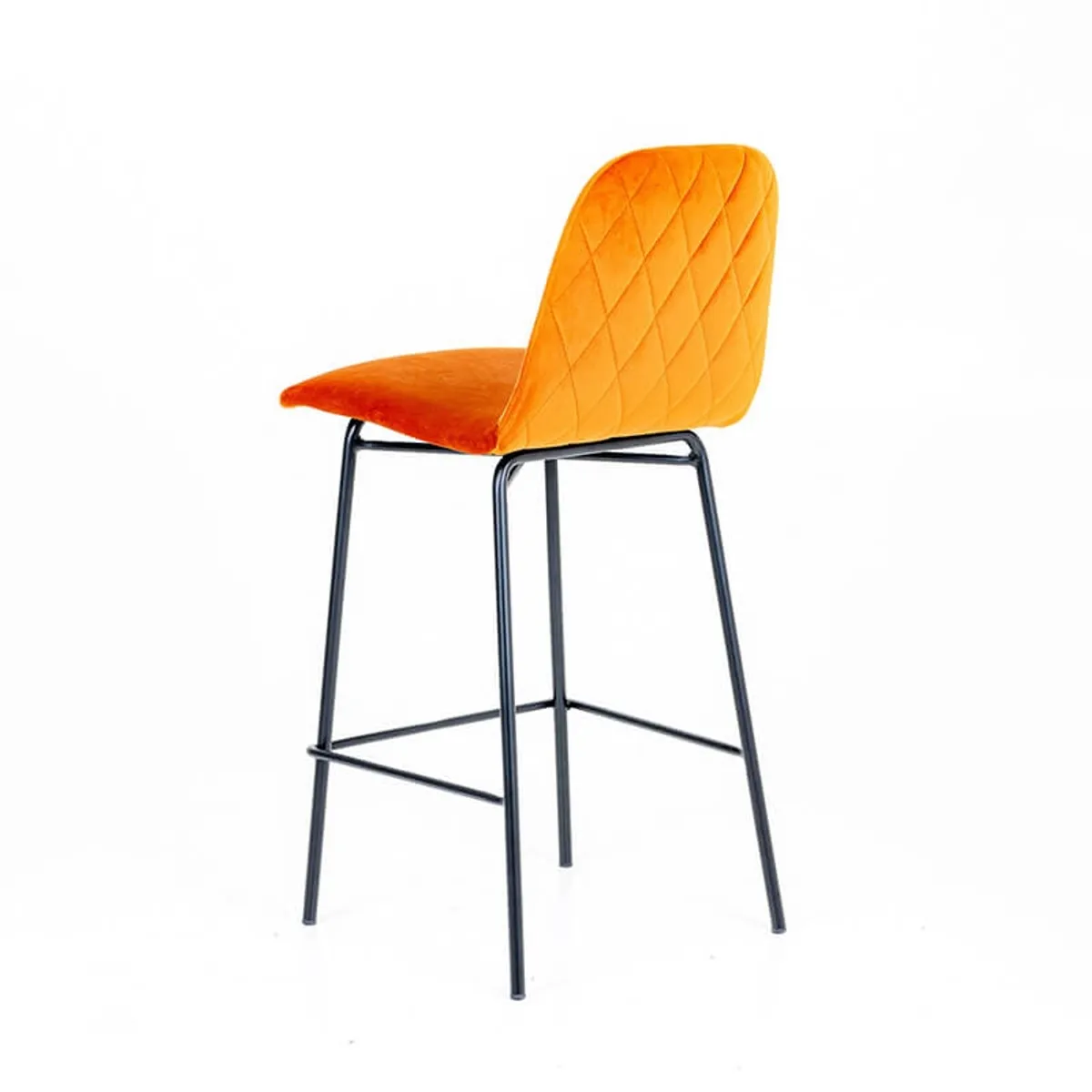 Pandora diamant - Tabouret snack dos matelassé en tissu et pieds métal — vue 4