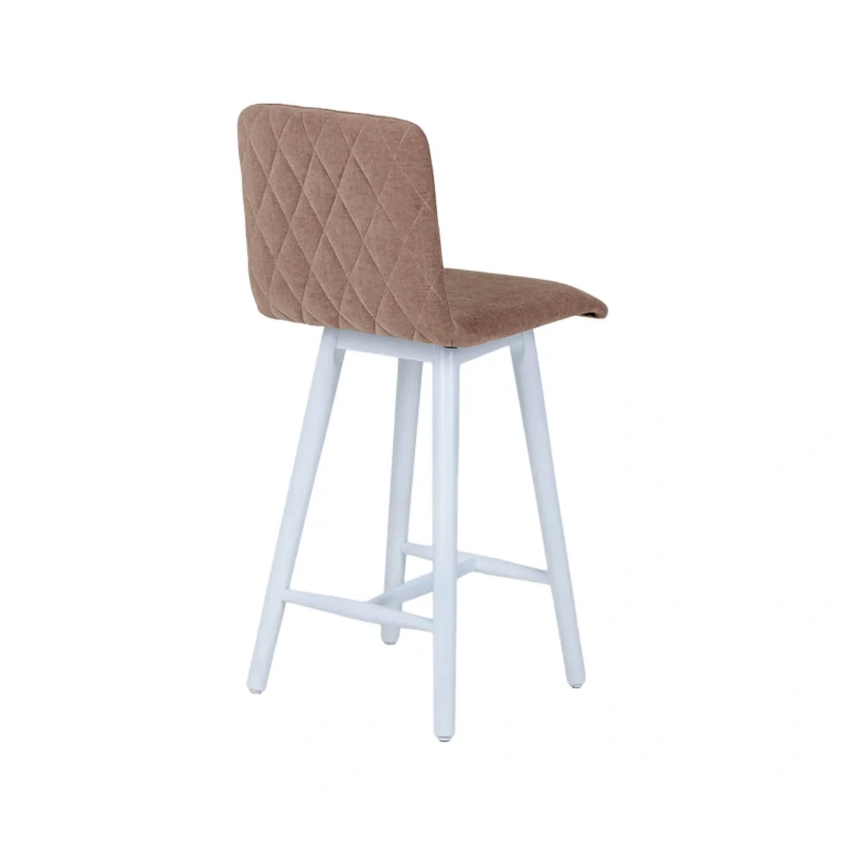 Plaza diamant - Tabouret snack avec dos matelassé en tissu et pieds en bois — vue 4
