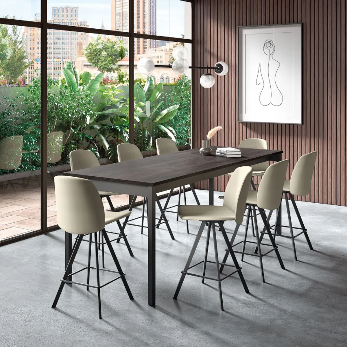 Cabrio - Table snack rectangulaire extensible en stratifié fabriquée en Belgique — vue 3