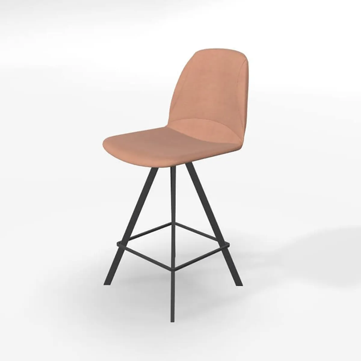 Girona - Tabouret pivotant avec dossier hauteur snack en tissu — vue 3