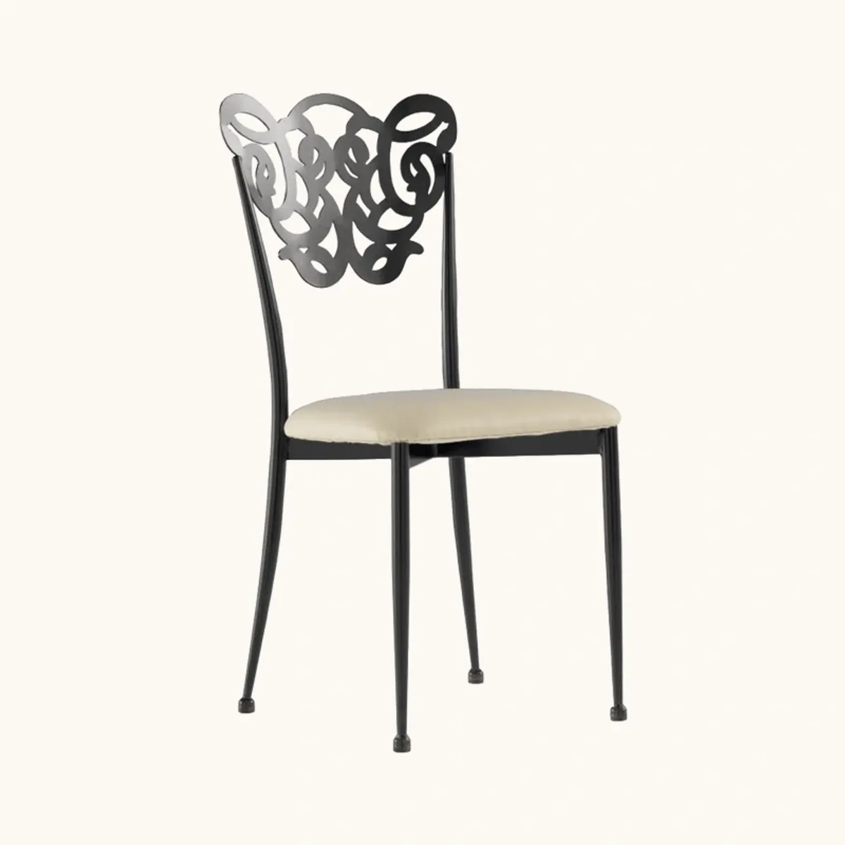 Milos - Chaise provençale en métal assise synthétique rembourrée