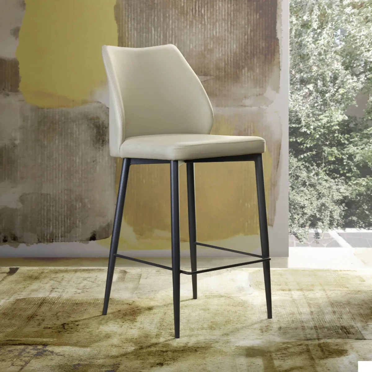 Mathilde - Tabouret snack moderne rembourré pieds en métal