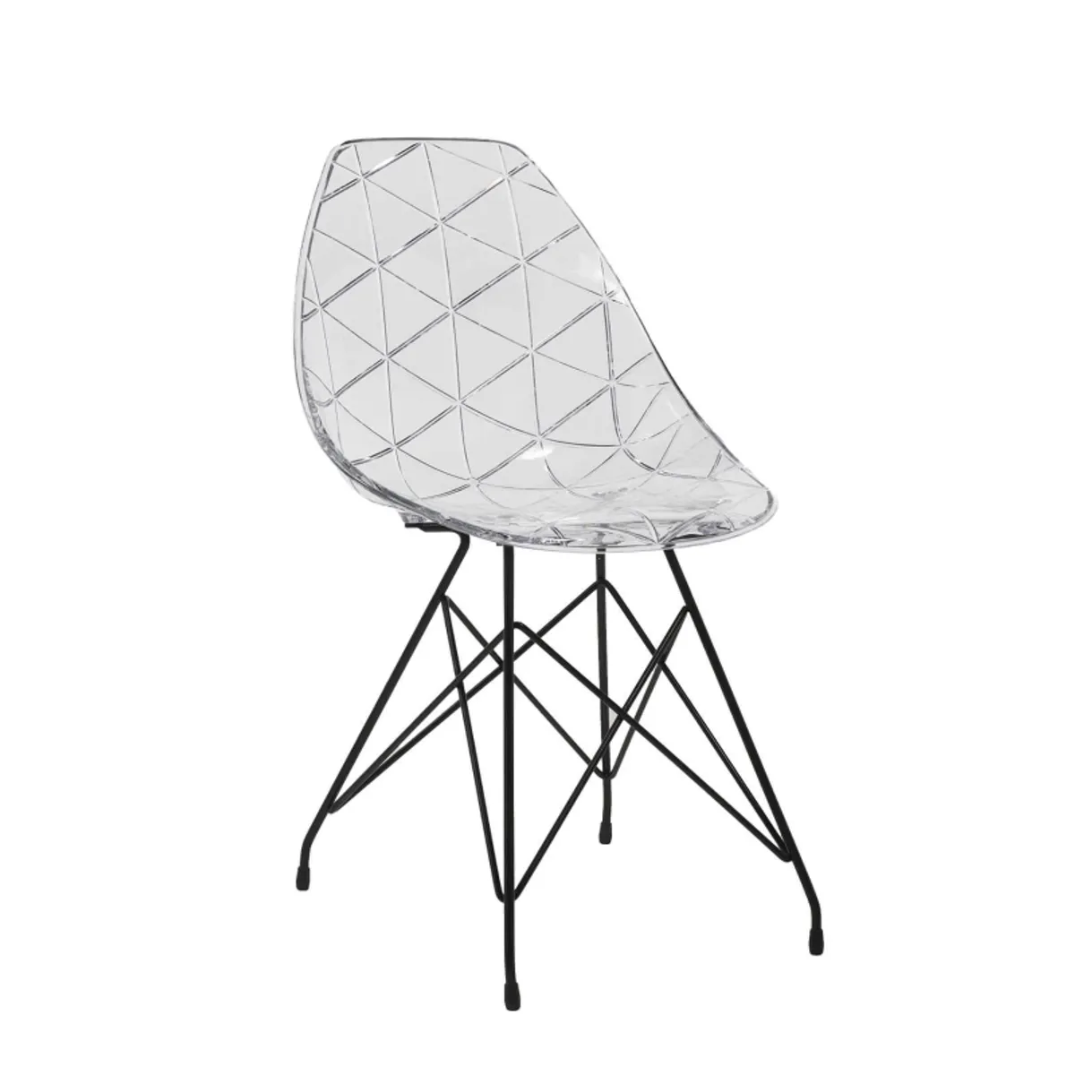 Prisma - Chaise design coque transparente avec pieds eiffel en métal noir — vue 3