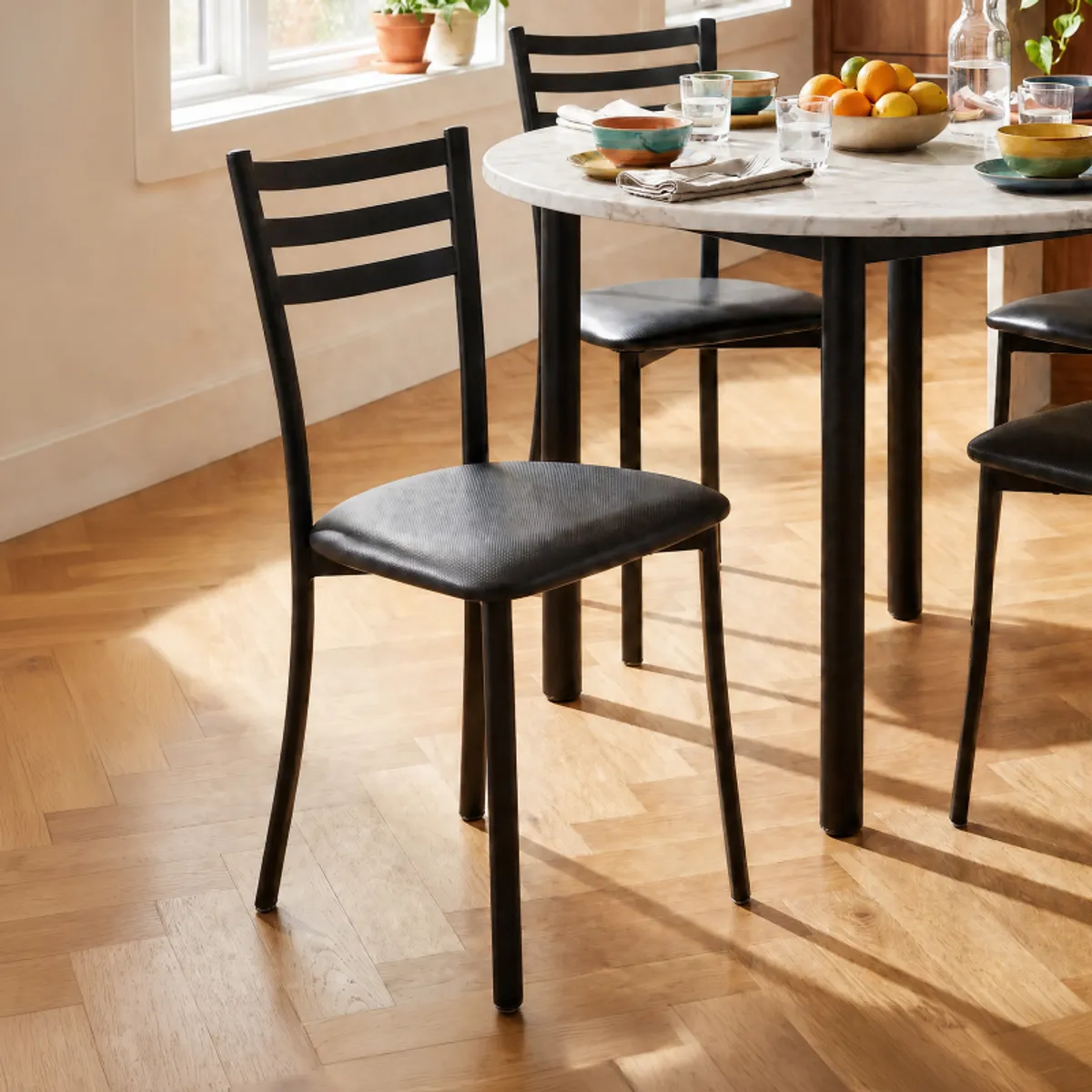 Ace 1320 - Chaise de cuisine en métal avec assise en simili rembourrée — vue 3