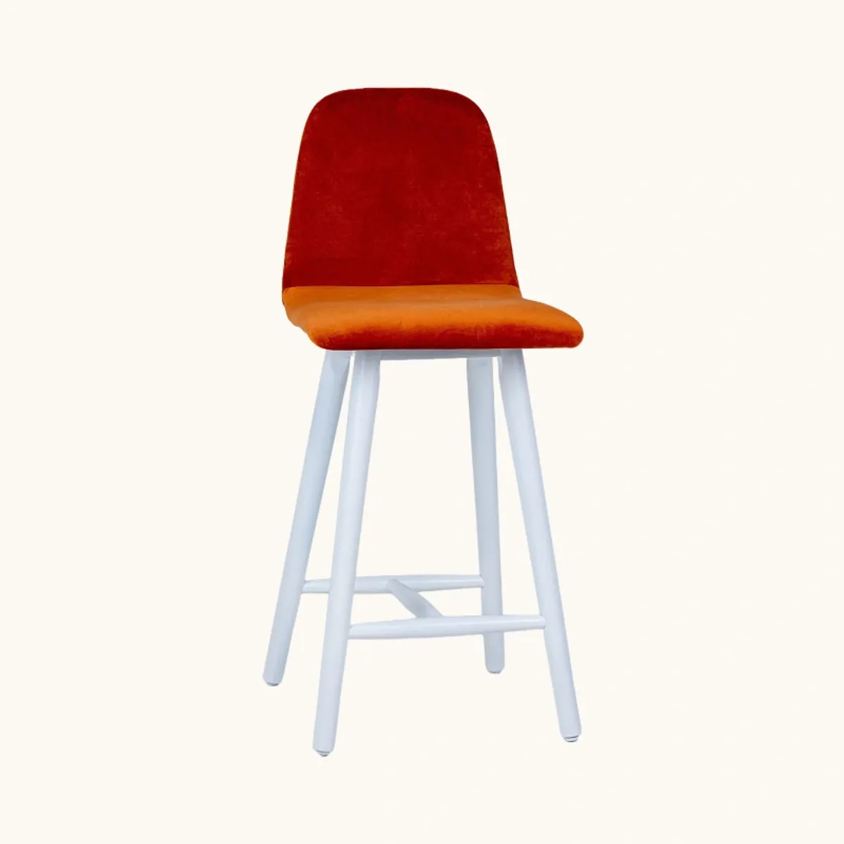 Pandora diamant - Tabouret snack dos matelassé en tissu et pieds en bois