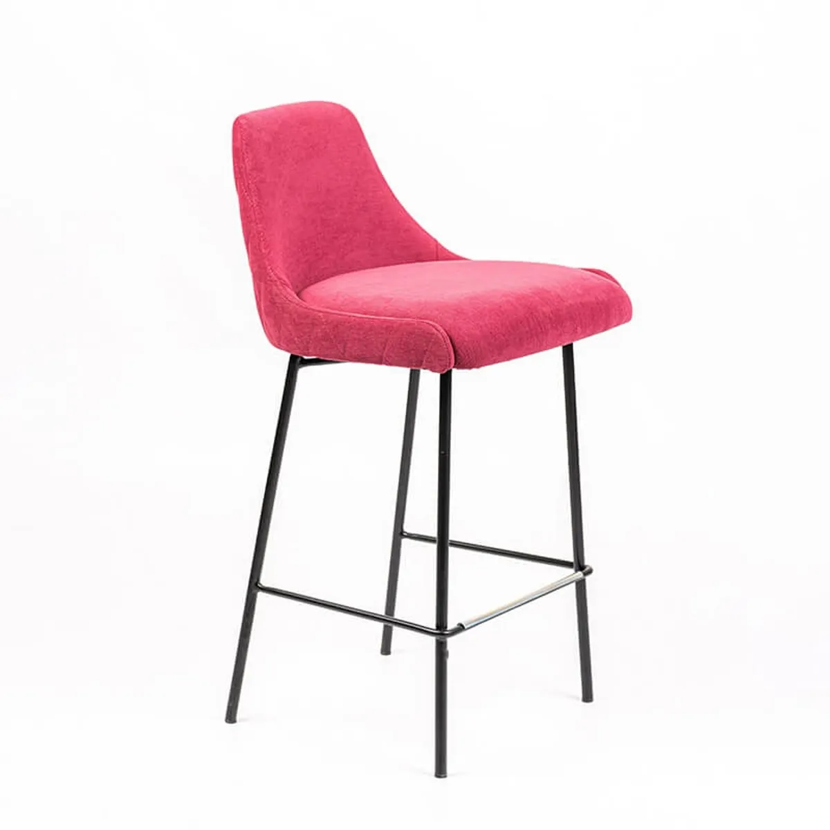 Lars diamant - Tabouret snack en tissu dossier matelassé pieds en métal — vue 5