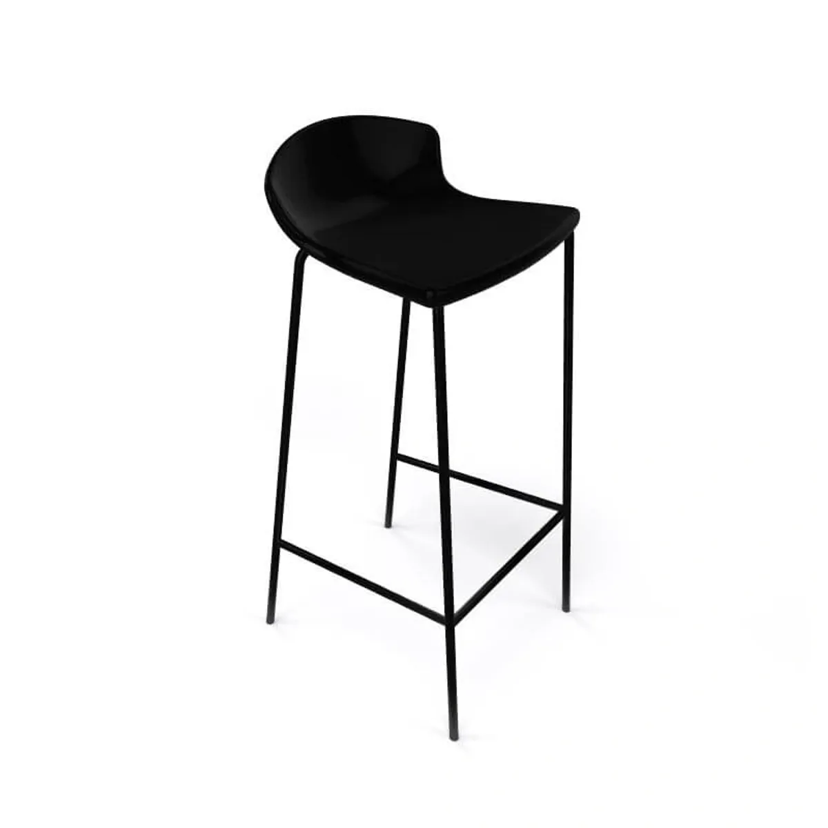 Easy - Tabouret empilable snack avec coque en technopolymère noir et pieds en métal noir