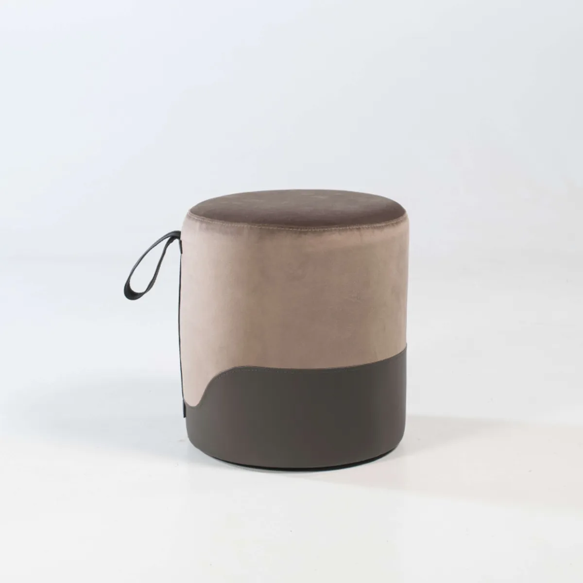 Edith - Pouf rond bicolore et bimatière — vue 4