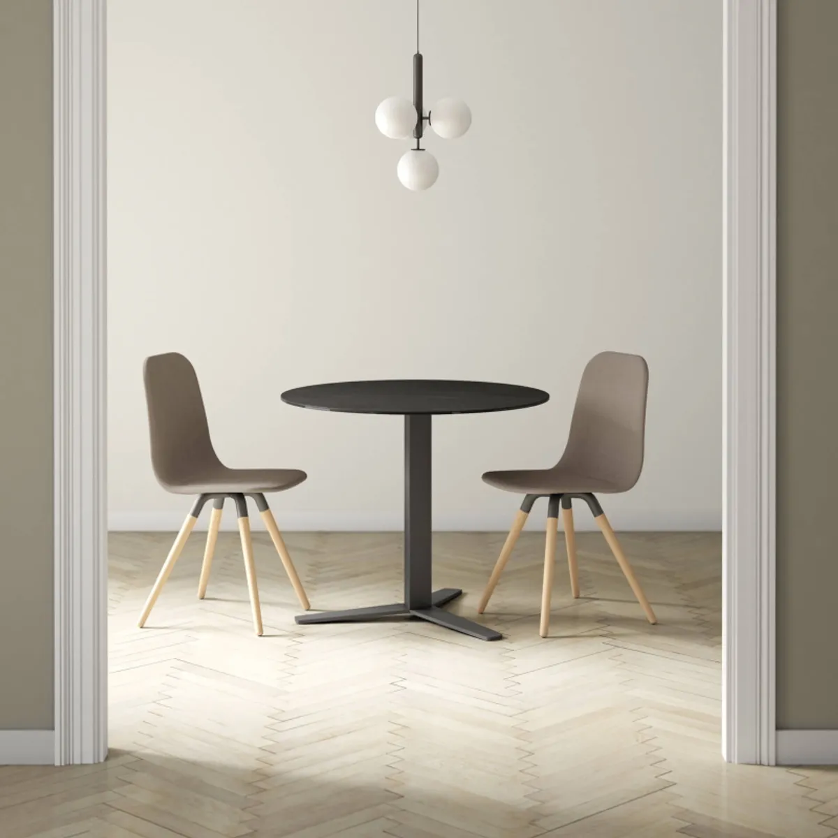 Peliccan - Table ronde petit espace en céramique et métal — vue 5