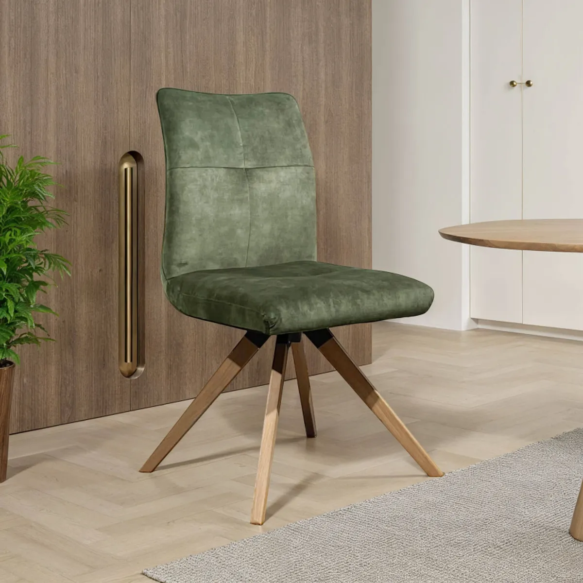 Adèle - Chaise confortable en tissu pieds bois