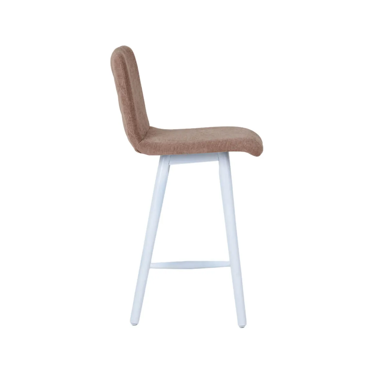 Plaza diamant - Tabouret snack avec dos matelassé en tissu et pieds en bois — vue 3
