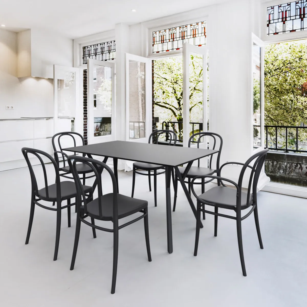 Victor - Chaise bistrot en polypropylène empilable — vue 5