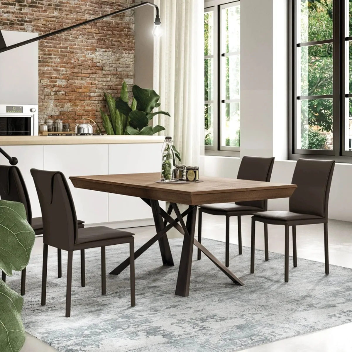Lungo largo - Table design italienne extensible avec pied mikado