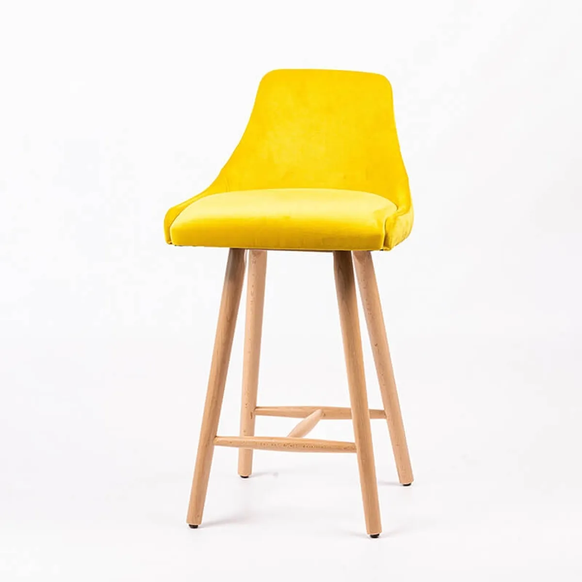 Lars line - Tabouret snack tissu dossier matelassé pieds bois — vue 5