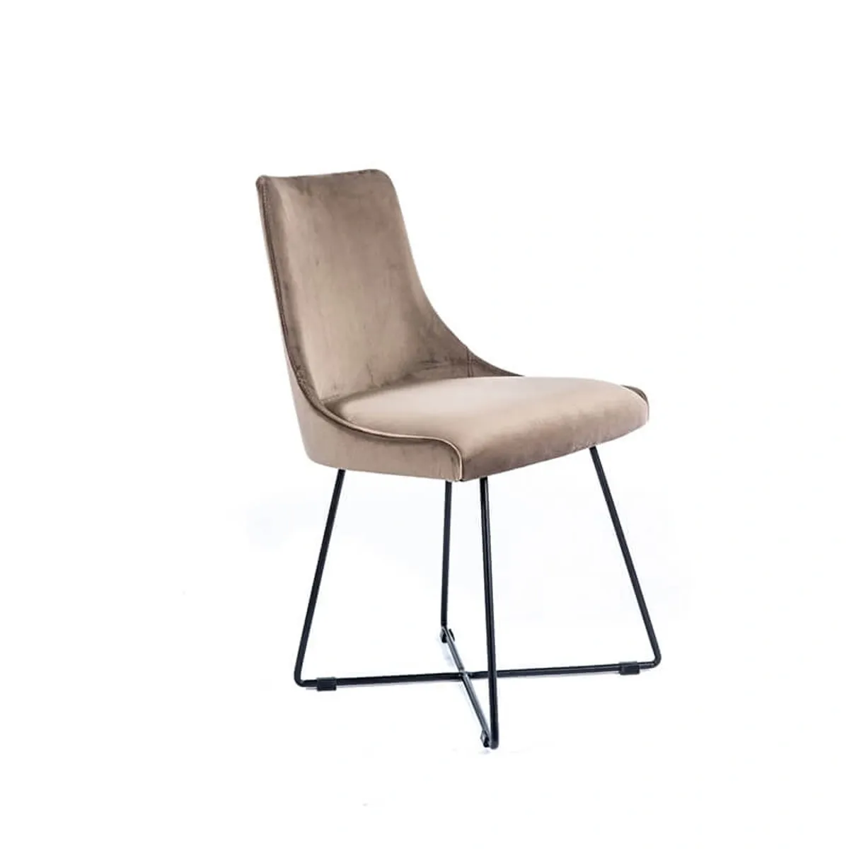 Lars - Chaise design en tissu et pieds filaires en métal