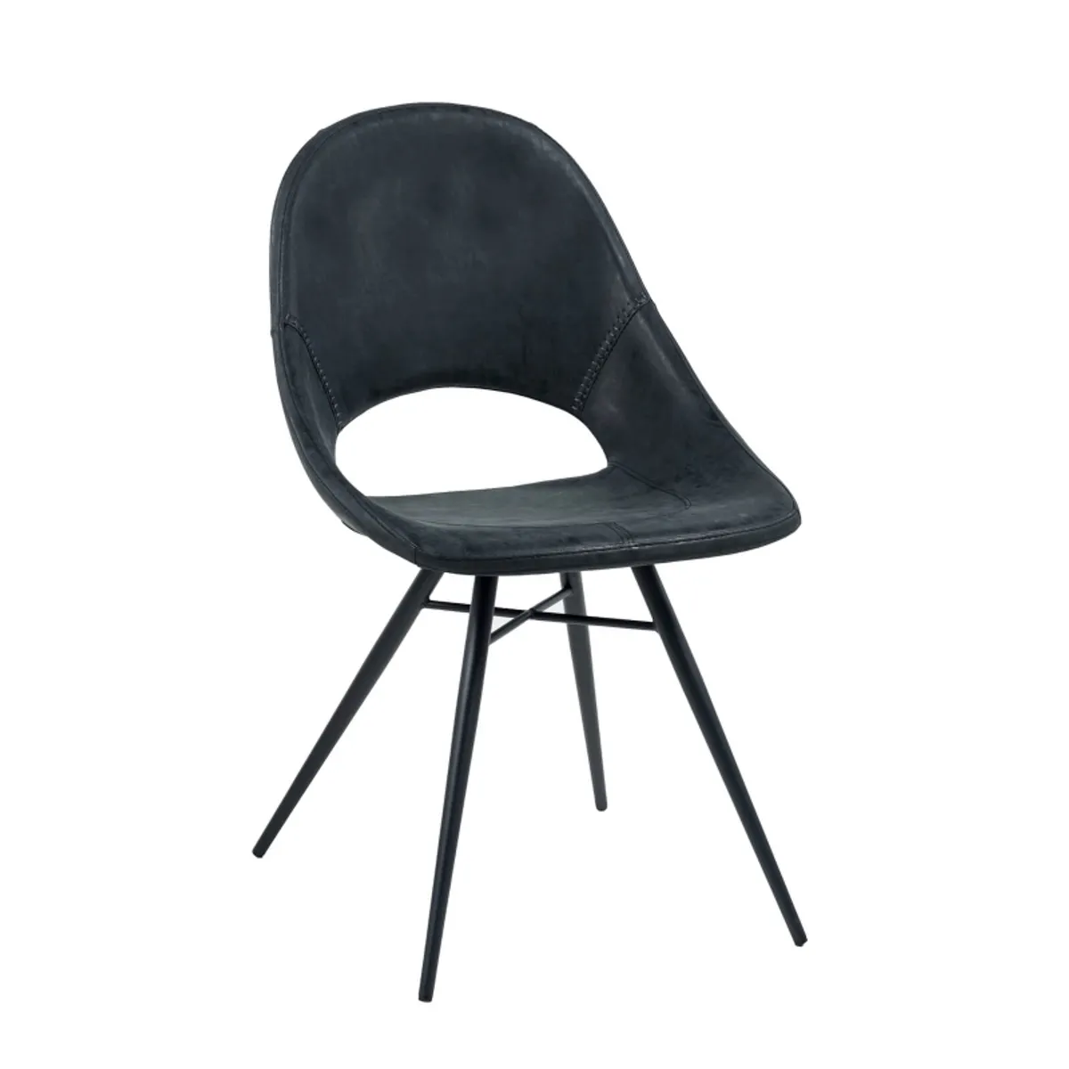 Isabelle - Chaise design avec coque ajourée en simili noir