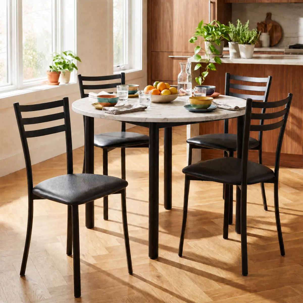 Ace 1320 - Chaise de cuisine en métal avec assise en simili rembourrée — vue 5