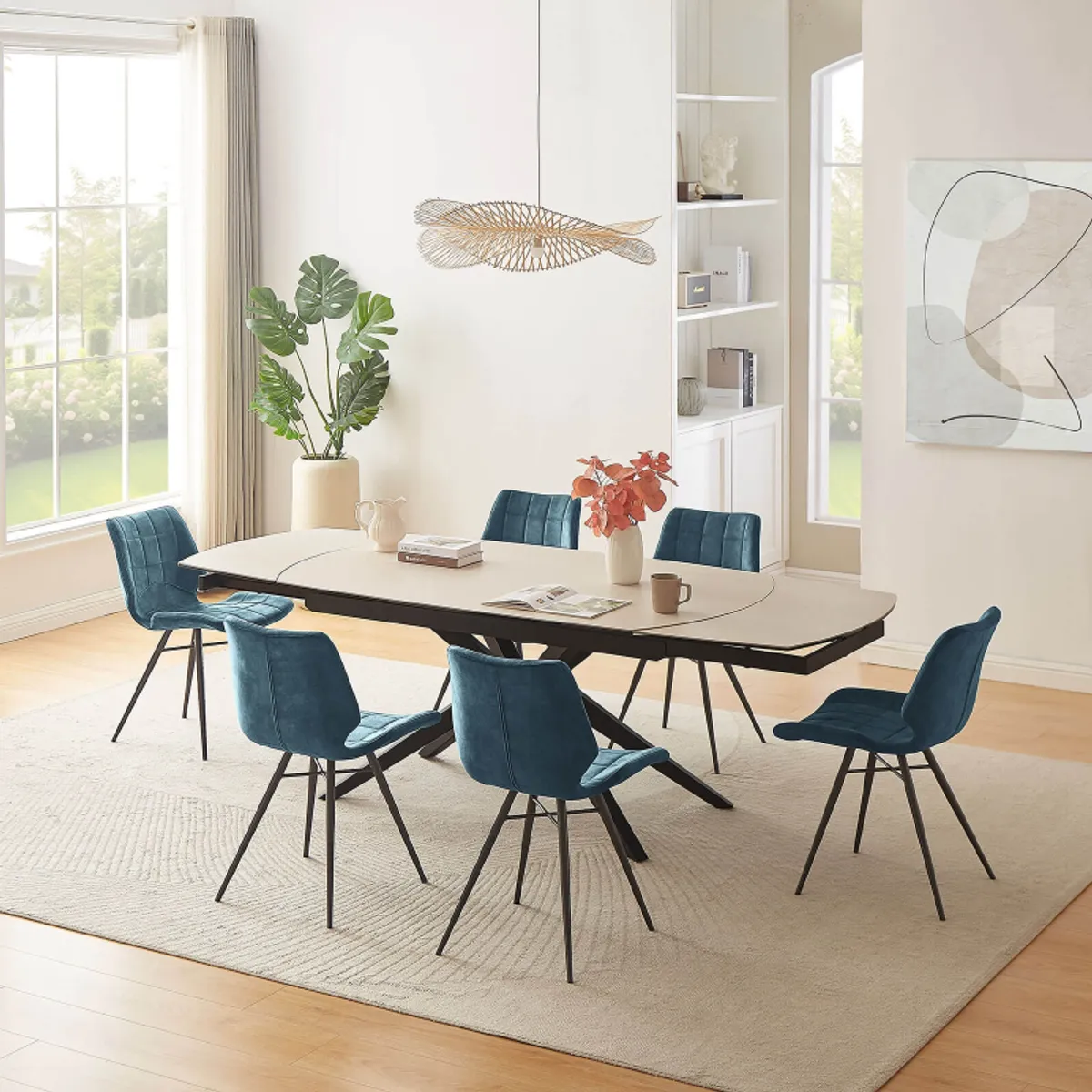 Angèle - Table moderne extensible en céramique pieds métal — vue 5