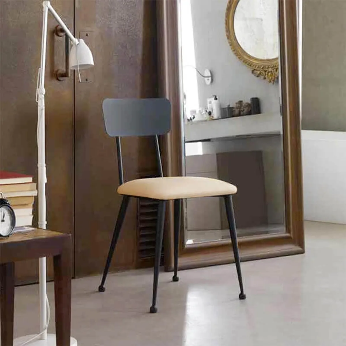 Lanuza - Chaise en métal rembourrée pour salle à manger