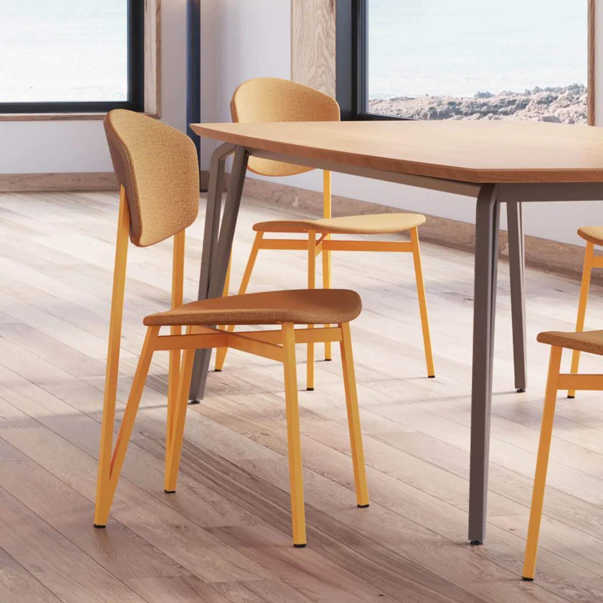 Artémis XL Carrier® - Chaise design française avec assise en tissu, dos du dossier bois et pieds en — vue 5