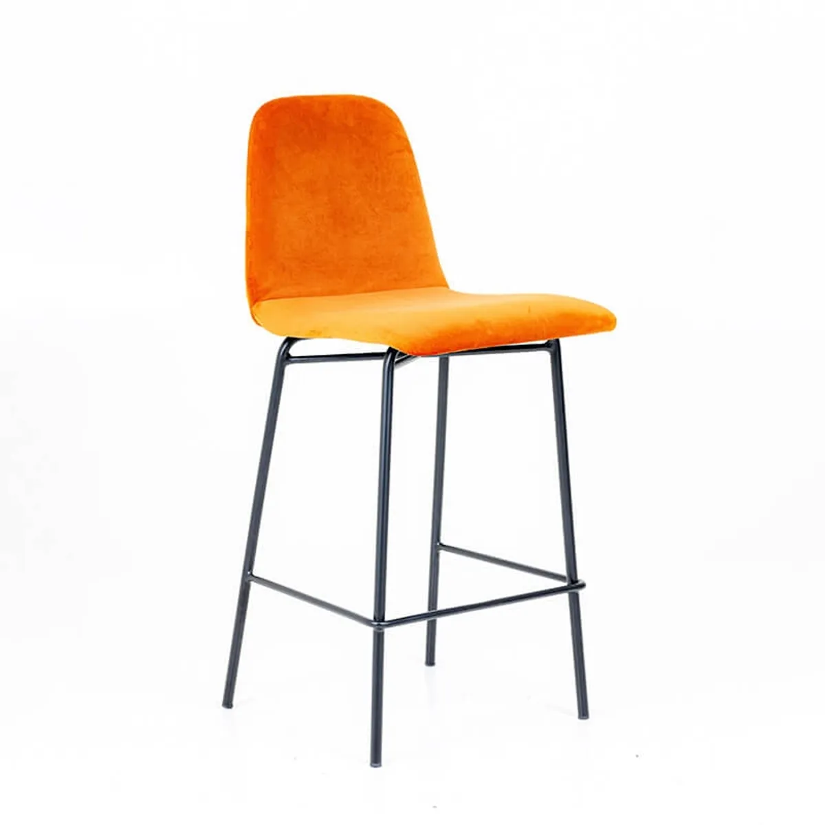 Pandora diamant - Tabouret snack dos matelassé en tissu et pieds métal