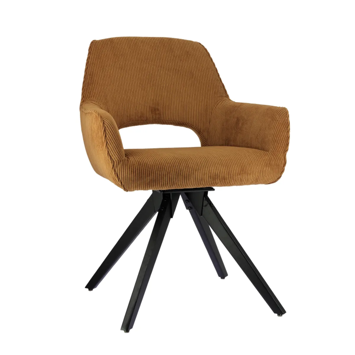 Marius - Fauteuil cocooning pivotant en tissu avec pieds bois — vue 3
