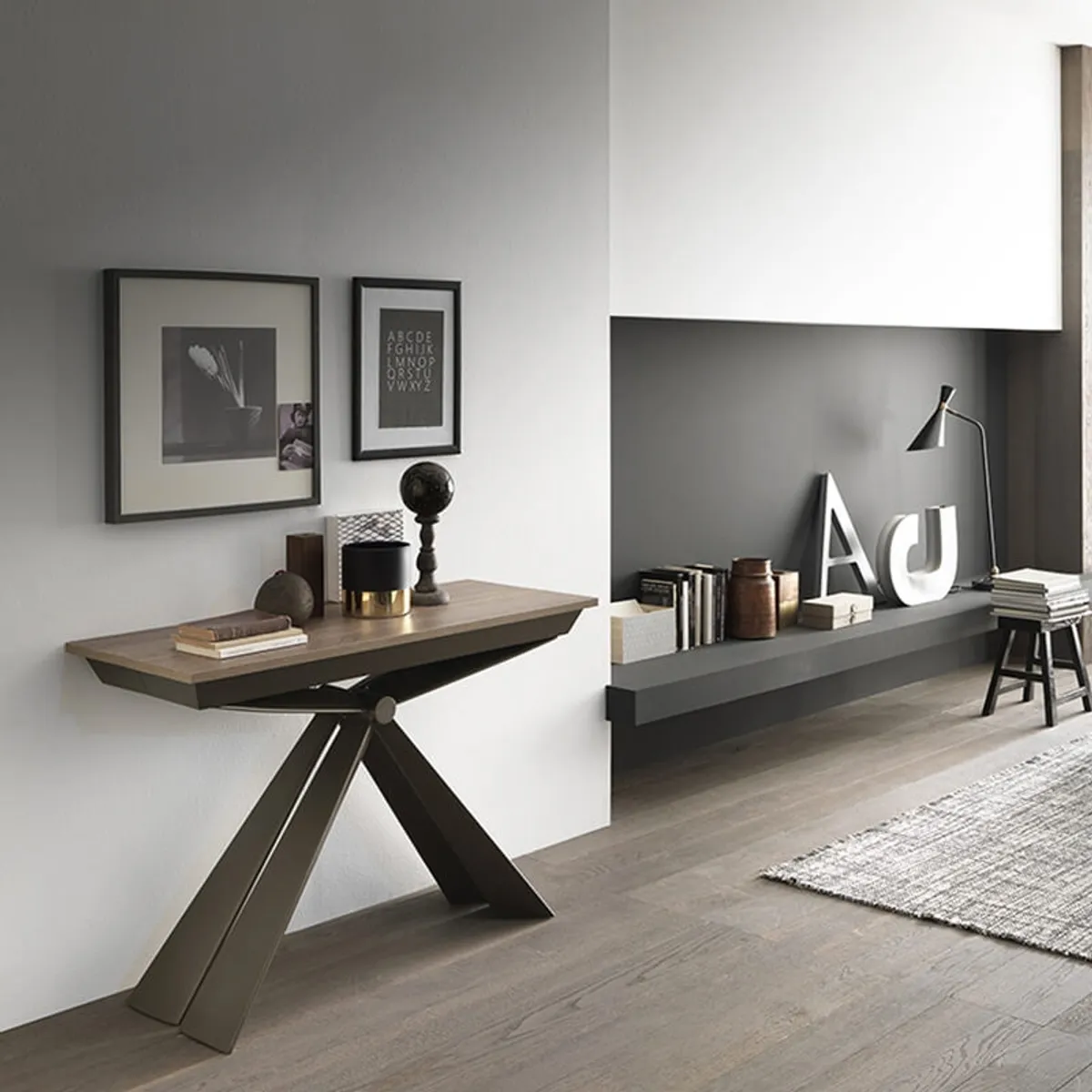 Genesi - Console extensible design pieds en métal fabriquée en Italie