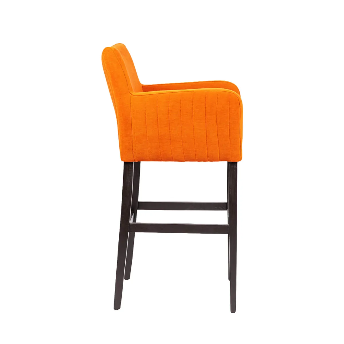 Moritz line - Tabouret de bar en tissu avec accoudoirs dos matelassé et pieds en bois — vue 5