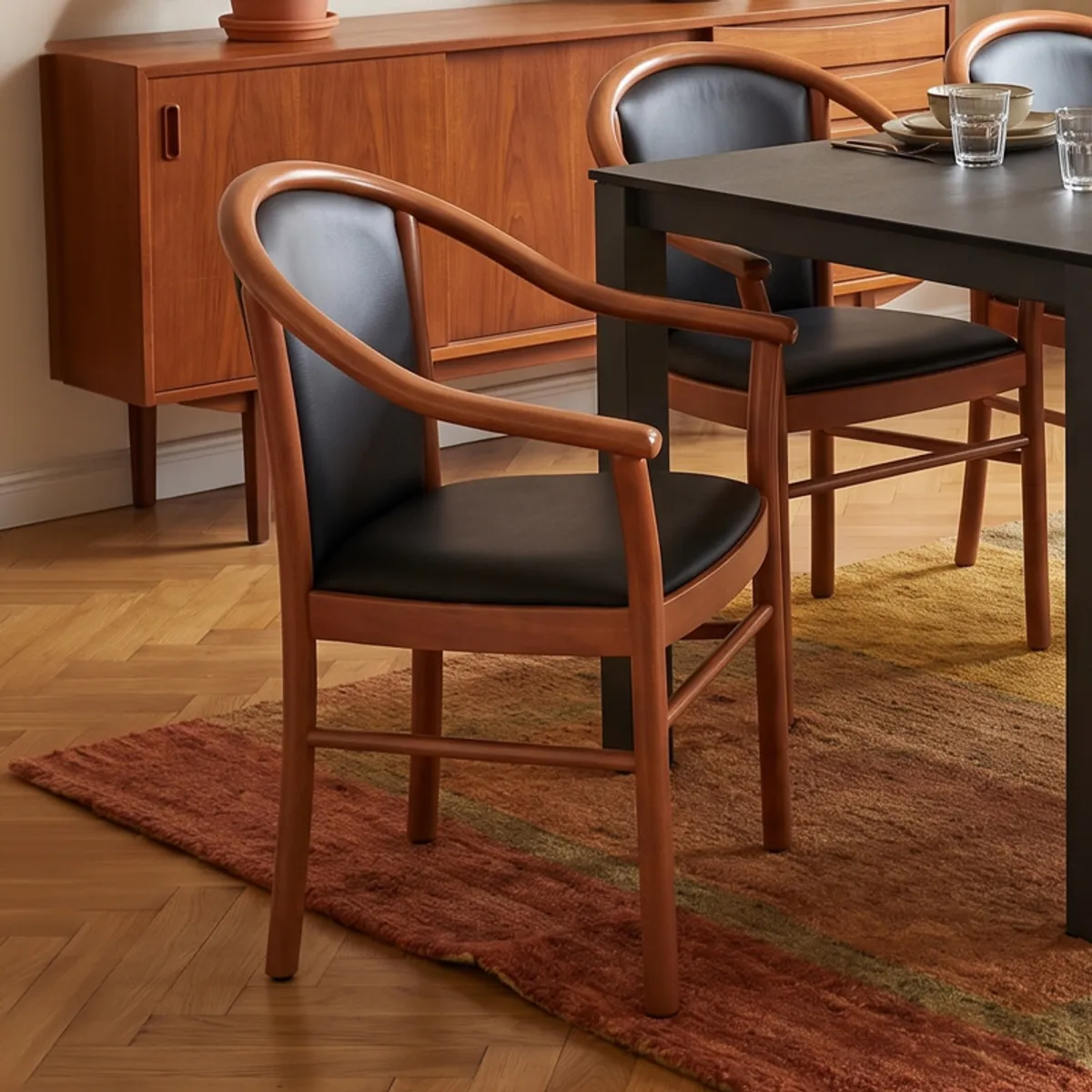 Manuela - Fauteuil bridge en bois avec assise et dossier rembourrés
