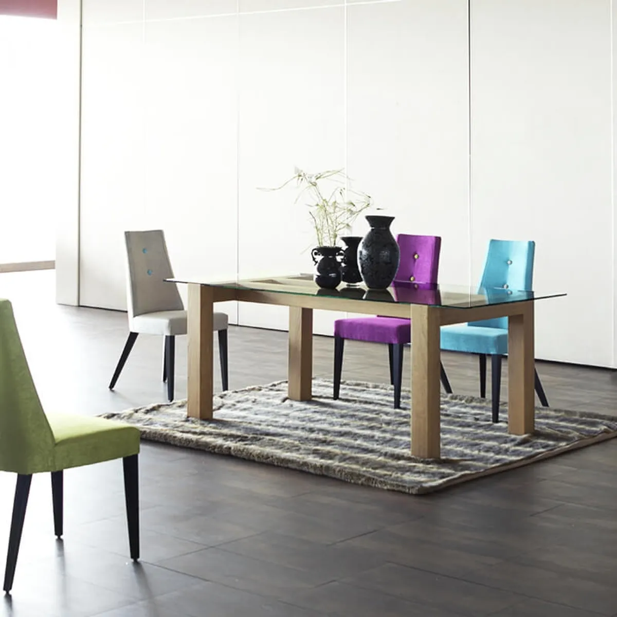 Park - Chaise contemporaine en tissu et pieds bois — vue 3