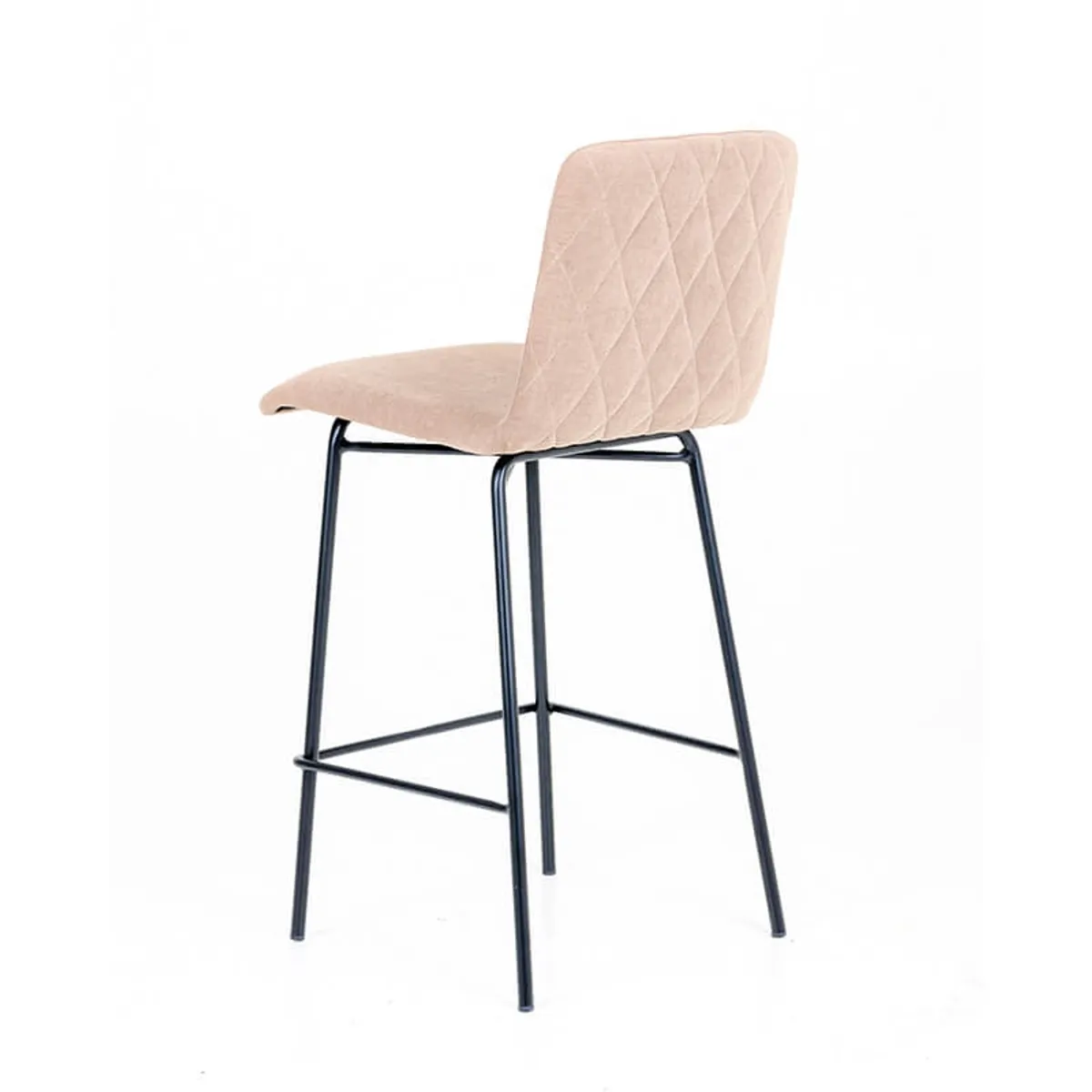 Plaza diamant - Tabouret snack avec dos matelassé en tissu pieds en métal — vue 4