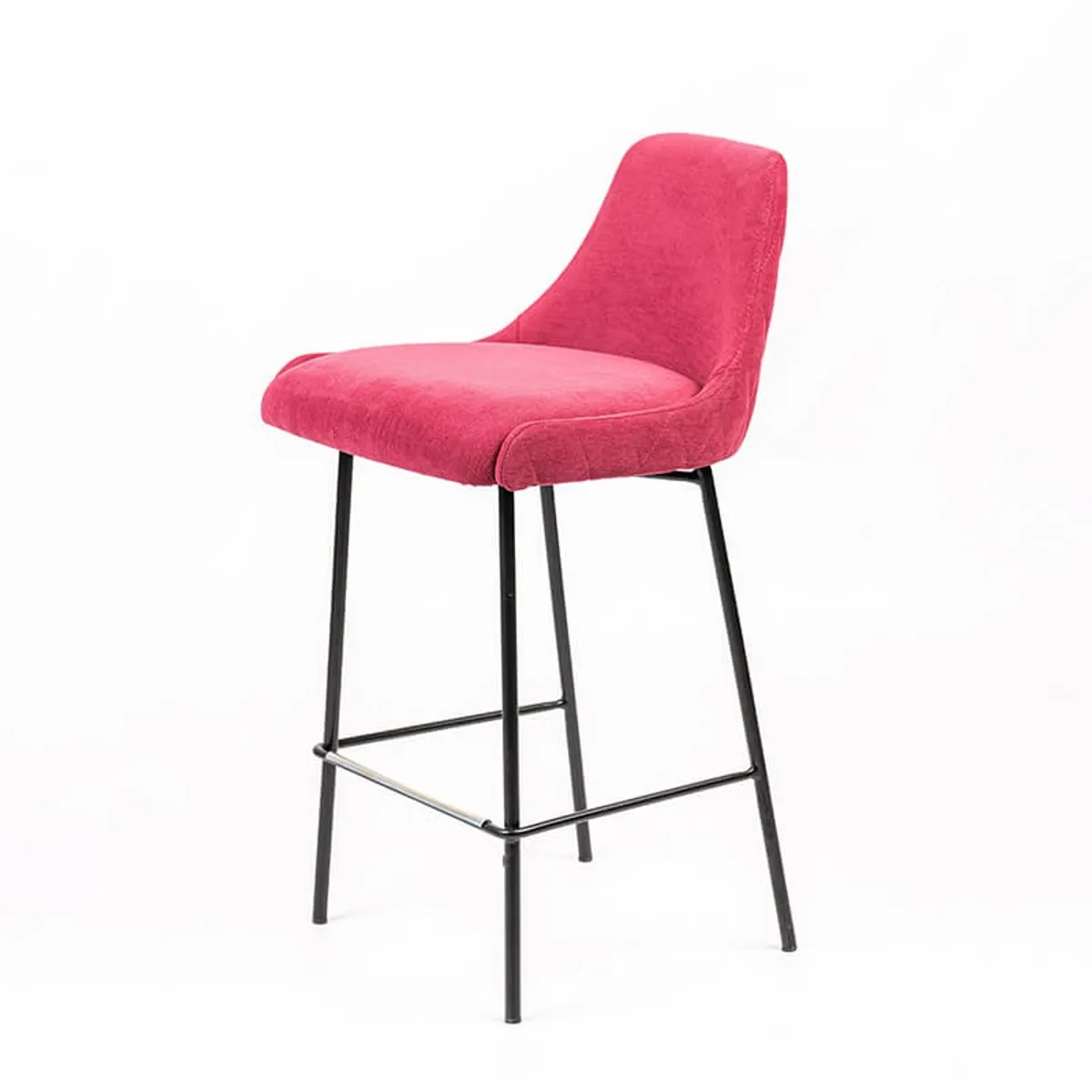 Lars diamant - Tabouret snack en tissu dossier matelassé pieds en métal — vue 4