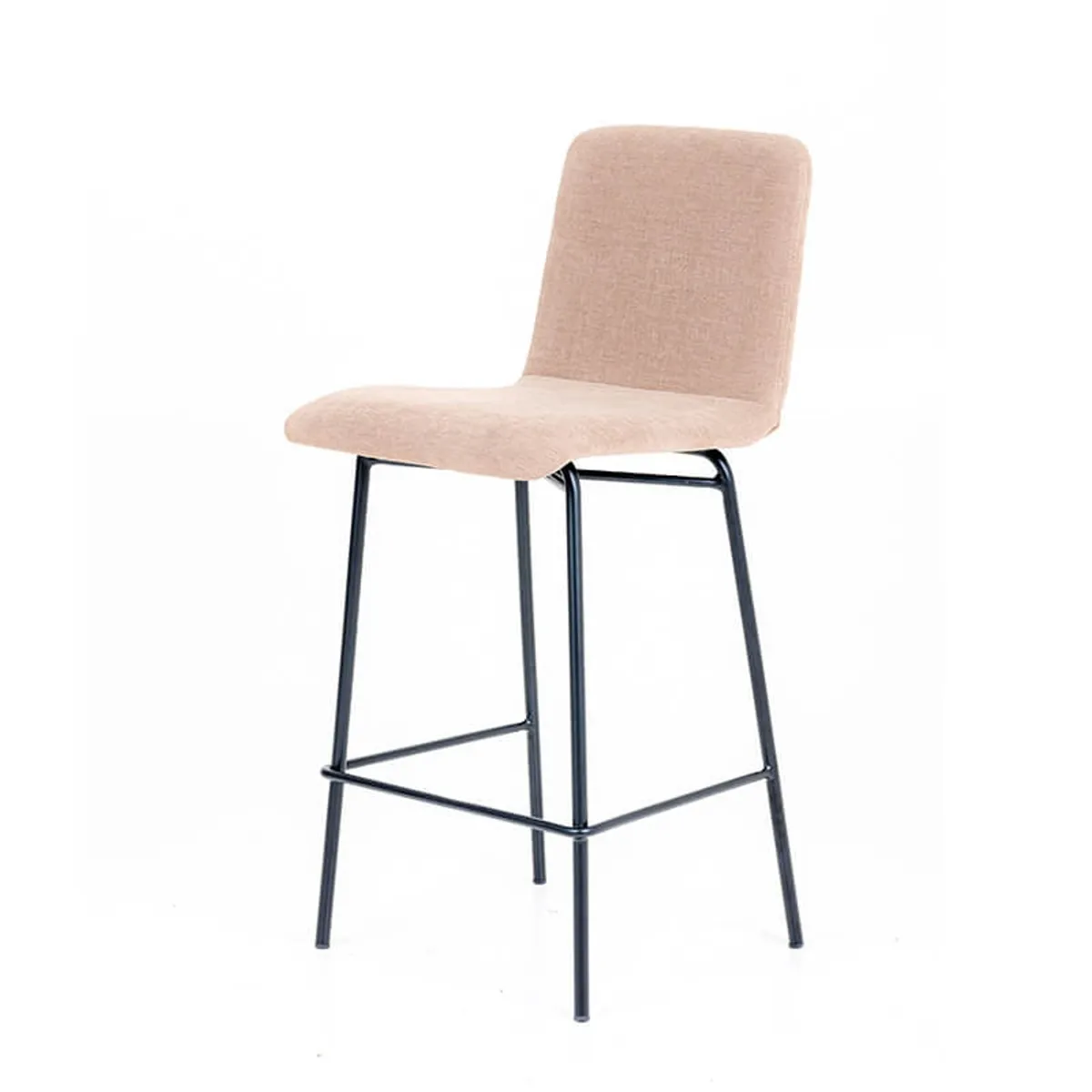 Plaza diamant - Tabouret snack avec dos matelassé en tissu pieds en métal — vue 3