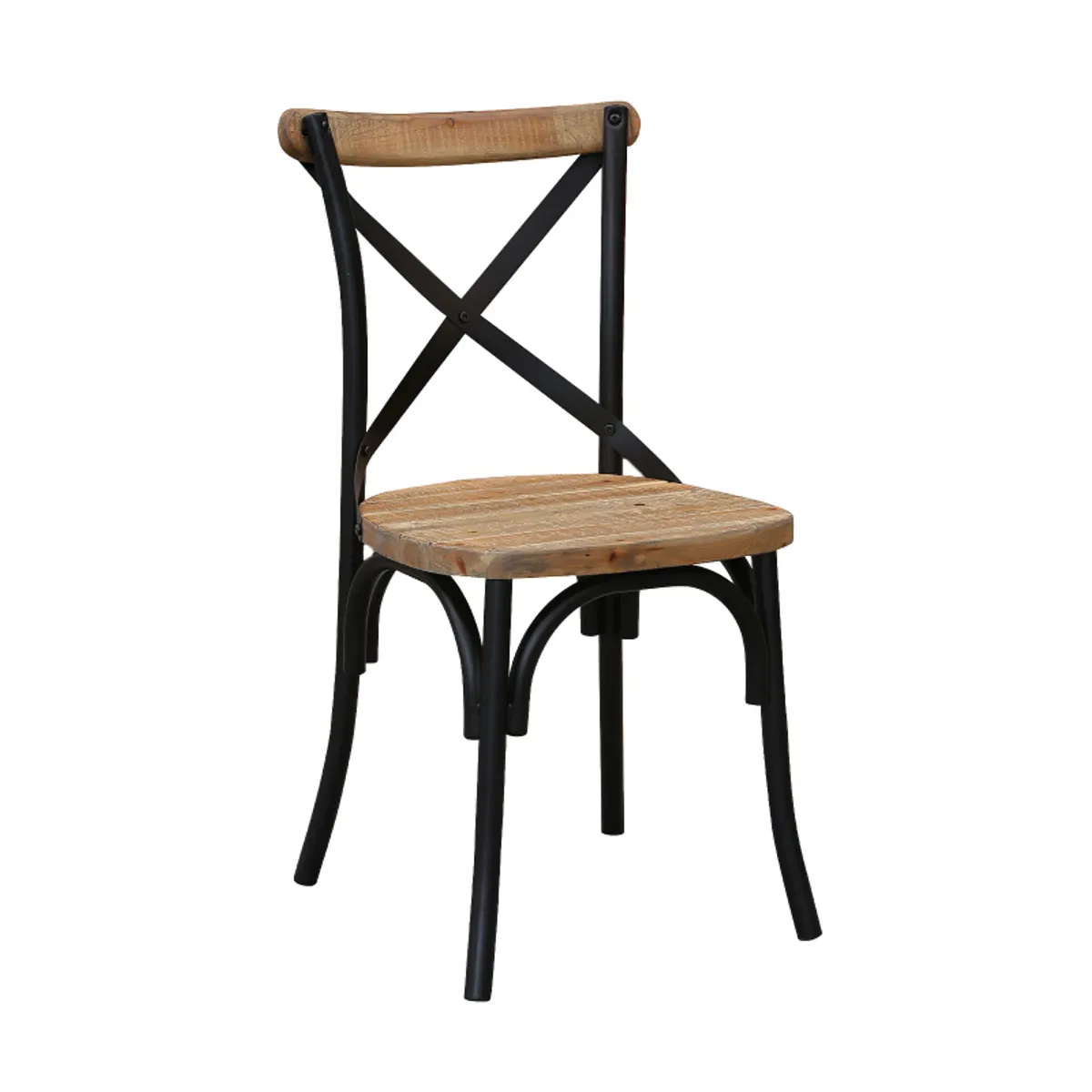 Madie - Chaise bistrot vintage en bois et métal noir — vue 3