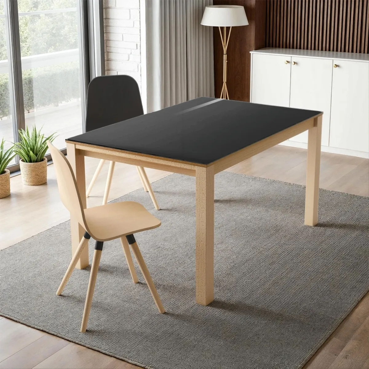 Quadra - Table moderne en verre extensible