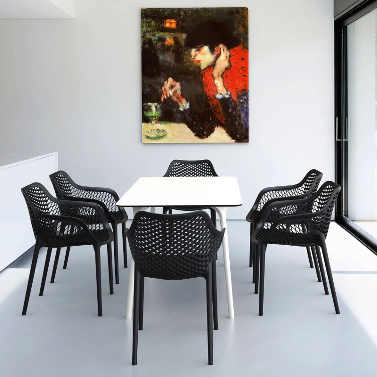 Air XL - Fauteuil moderne empilable ajouré en polypropylène — vue 3